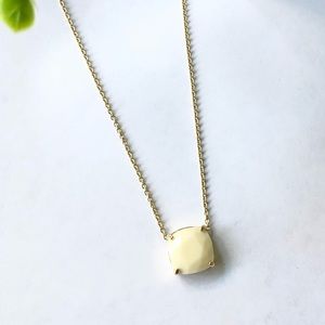 Kate Spade Cause a Stir Square Stone Pendant Necklace in White Cream & Gold